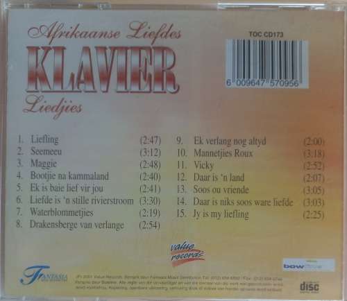 Afrikaanse liefdes klavier liedjies cd