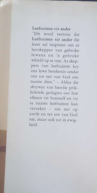 Leefruimte vir ander deur SWP Grobbelaar