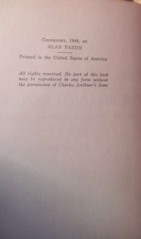 Cry, the beloved country by Alan Paton *first edition*