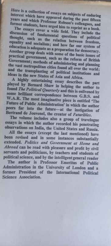 Politics and government at home and abroad by William A Robson