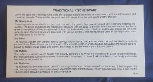 First day envelope - Traditional kitchenware Venda