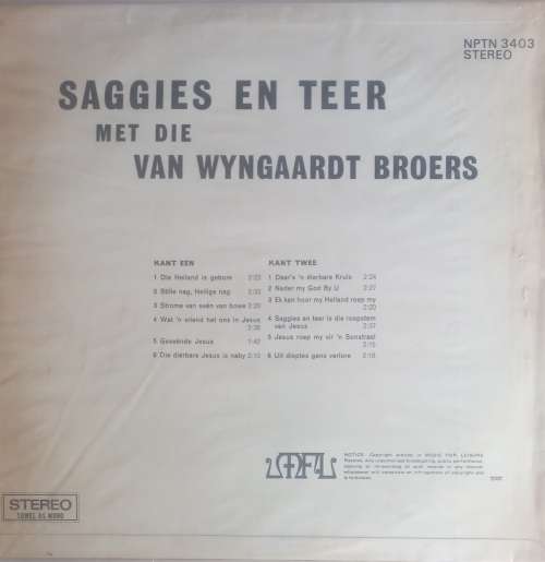 Saggies en teer met die Van Wyngaardt Broers LP