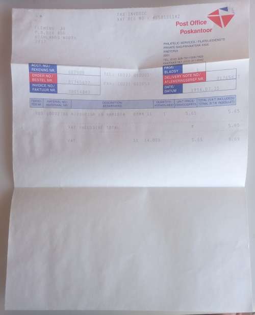 Etosha game reserve FDC plus original invoice