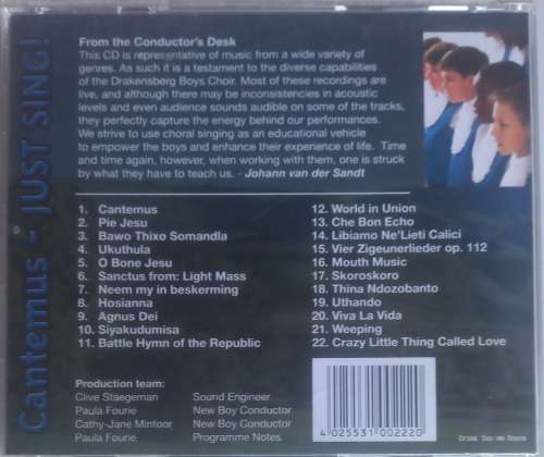 Drakensberg boys choir 2009/2010 Cantemus - Just sing cd