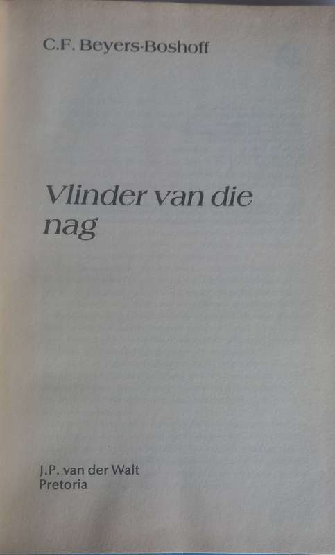 Vlinder van die nag deur CF Beyers-Boshoff