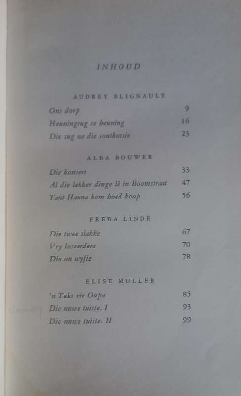 Die dammetjie en ander sketse en essays deur Audrey Blignault, Alta Bouwer