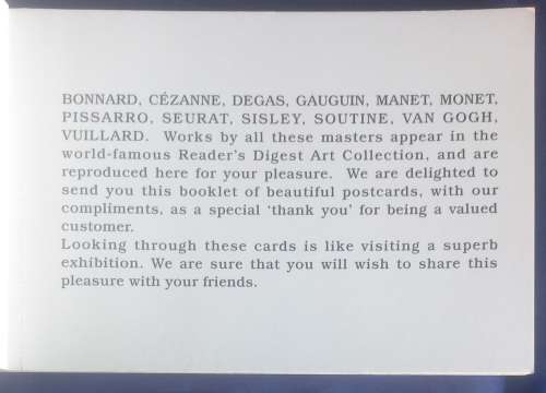 Masterpieces from the reader`s digest collection postcard book