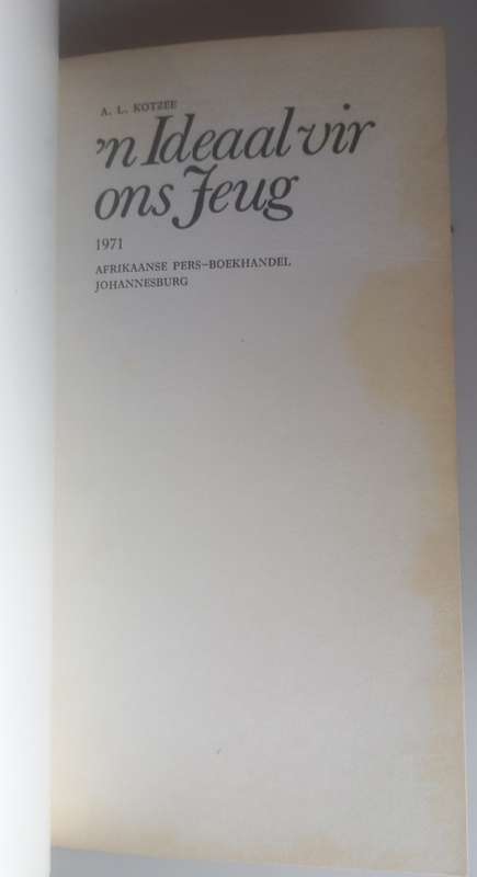`n Ideaal vir ons jeug deur AL Kotzee
