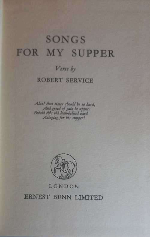 Songs for my supper verse by Robert Service