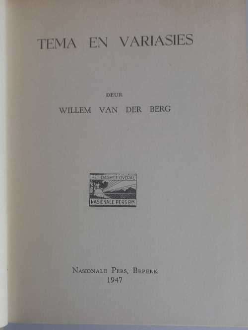 Tema en variasies deur Willem van der Berg
