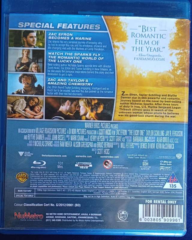 The lucky one blue ray dvd