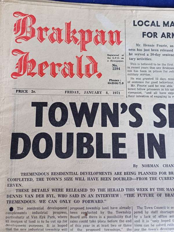5 x vintage Brakpan Herald of the 70s