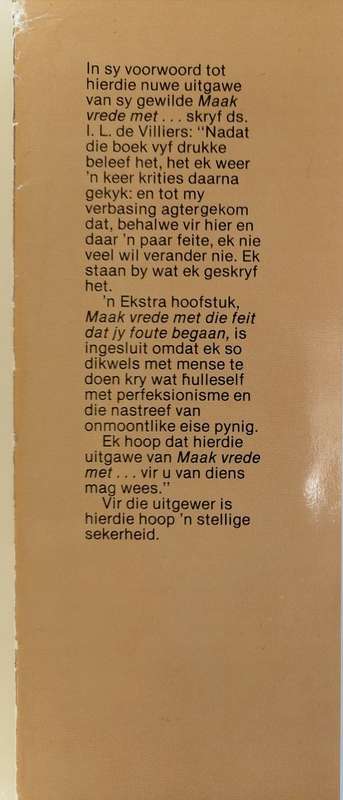 Maak vrede met deur IL de Villiers
