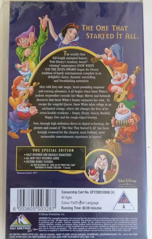 Snow White and the seven dwarfs VHS
