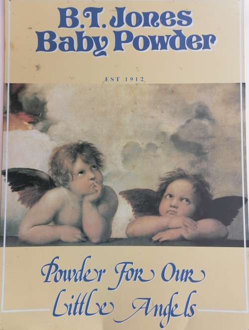 BT Jones Baby Powder sign