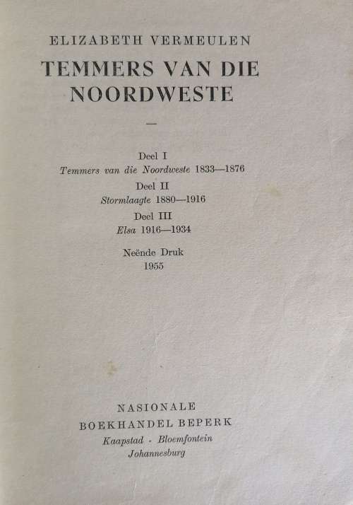 Temmers van die Noordweste deur Elizabeth Vermeulen