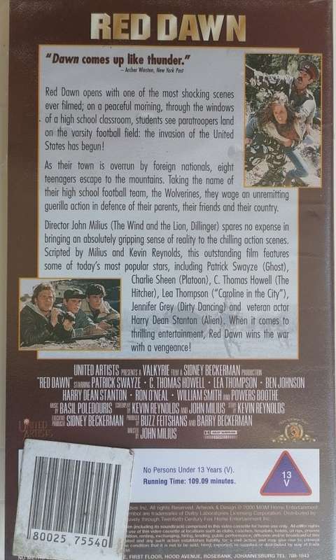 Red dawn - Patrick Swayze/Charlie Sheen VHS
