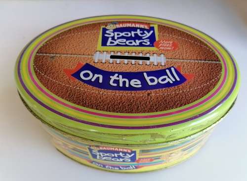 Baumann`s sporty bears savingsbank tin