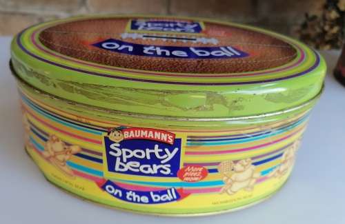 Baumann`s sporty bears savingsbank tin