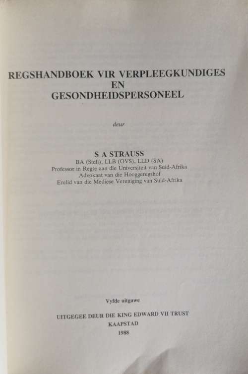 Regshandboek vir verpleegkundiges en gesondheidspersoneel