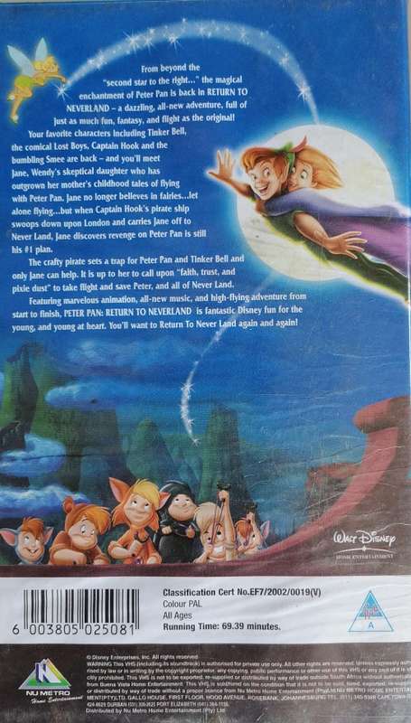 Peter Pan in return to Never Land VHS