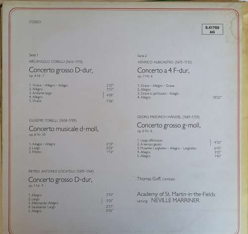 Concerti Academy of St Martin-in-the-fields LP