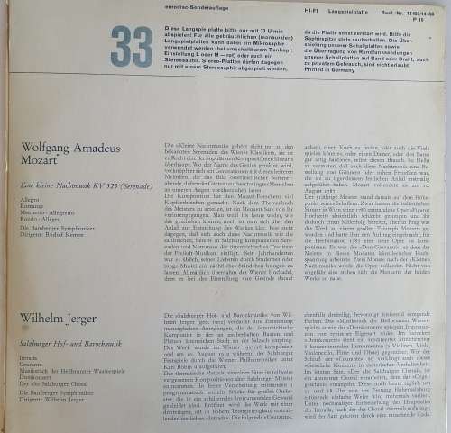 Mozart and Jerger LP