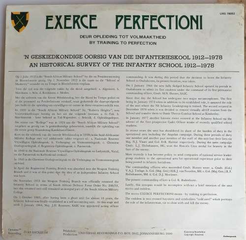 Exerce Perfectioni Infanterieskool Oudtshoorn 1978 dubbel LP