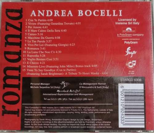 Romanza - Andrea Bocelli cd