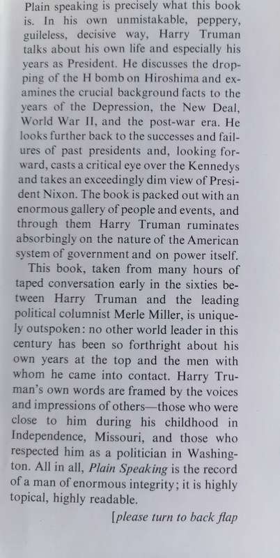 Plain Speaking - conversations with Harry S Truman by Merle Miller