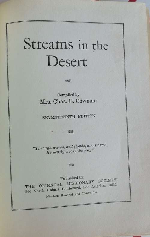 Streams in the desert by mrs Chas E Cowman