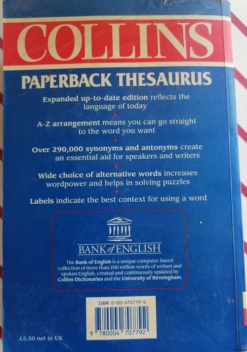 Collins paperback Thesaurus