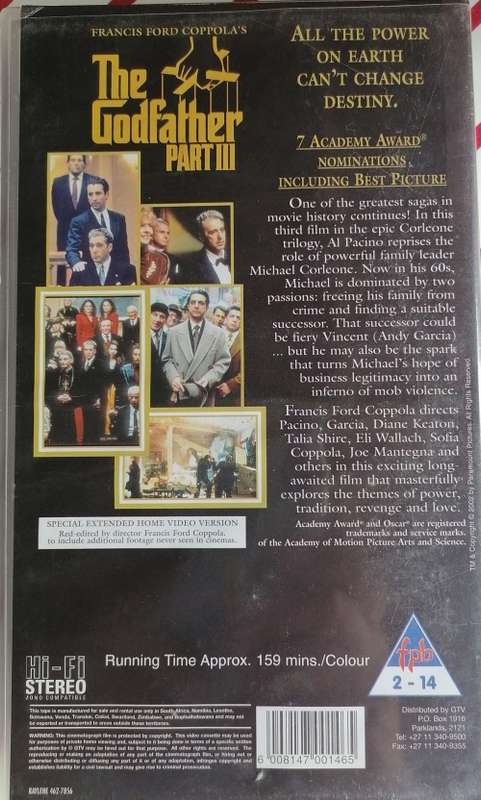 The Godfather part III VHS