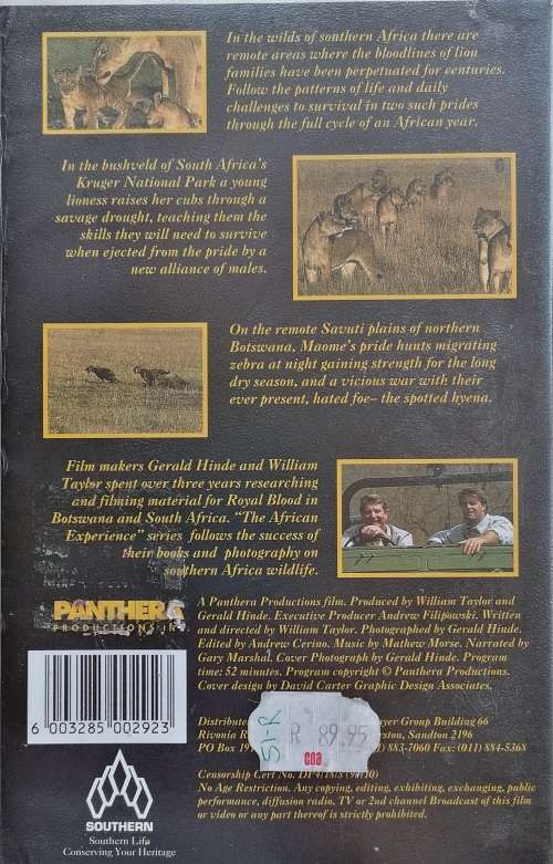Royal blood Life and death in an African Lion pride VHS