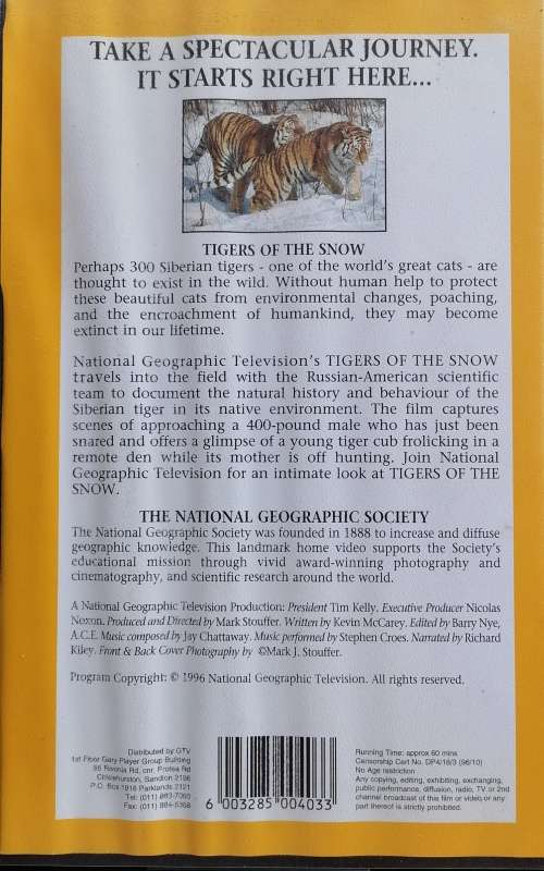 National geographic Tigers of the snow VHS