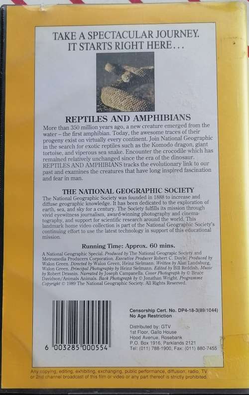 National geographic Reptiles and amphibians VHS