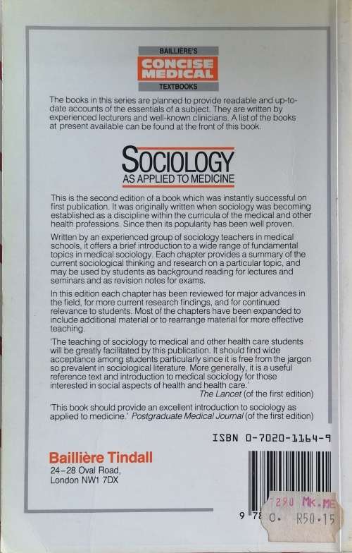 Sociology as applied to medicine