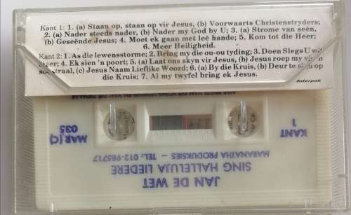Jan de Wet sing Halleluja liedere tape