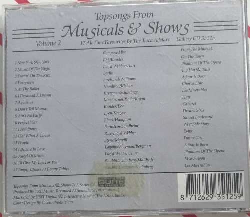 Topsongs from musicals and shows cd