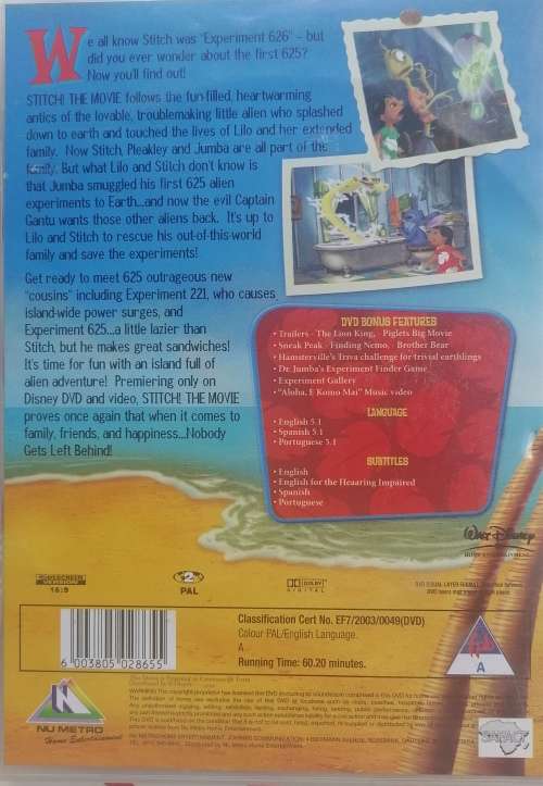 Stitch The movie dvd