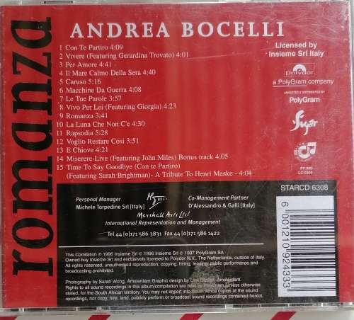 Andrea Bocelli Romanza cd
