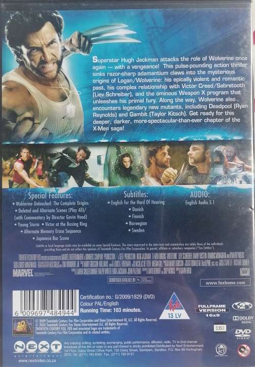 X-men origins wolverine dvd