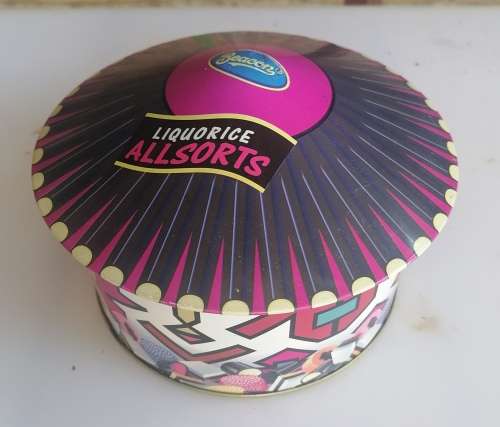 Beacon liquorice allsorts Ndebele hut tin