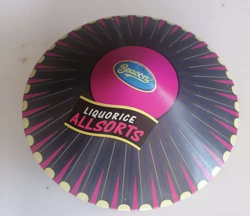Beacon liquorice allsorts Ndebele hut tin