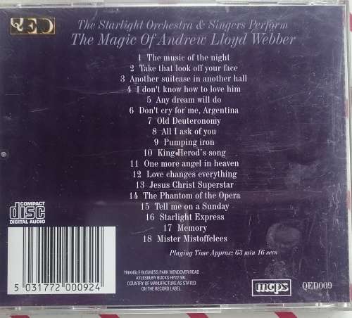 The starlight orchestra and singers perform the magic of Andrew Lloyd Webber cd