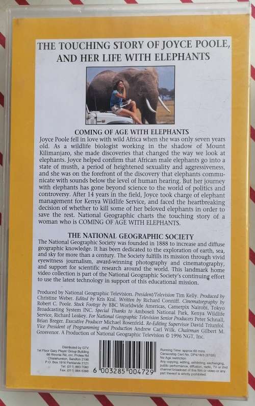 National geographic video - Coming of age with elephants VHS