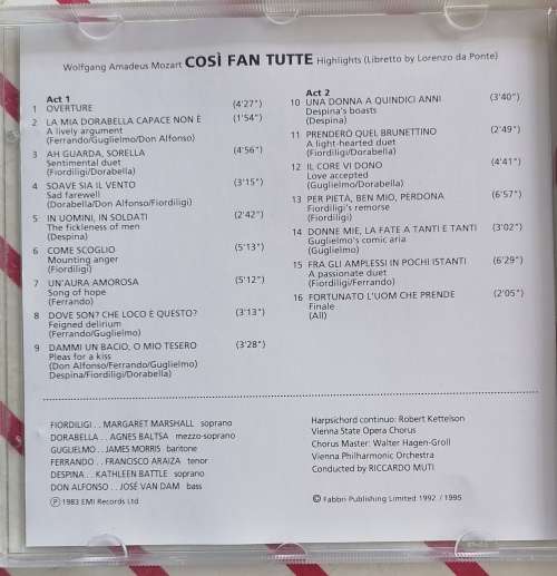 Discovering opera: Cosi fan tutte cd