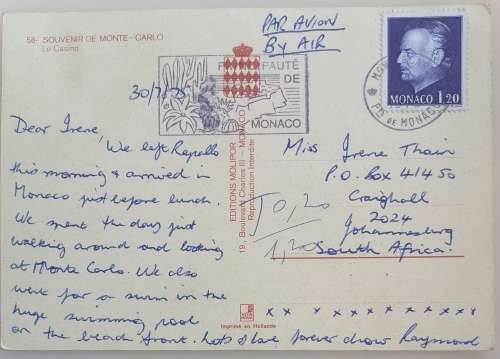Vintage postcard: Souvenir de Monte-Carlo