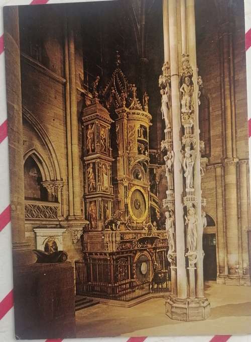Vintage postcard: Astronomical clock and doomsday pillar