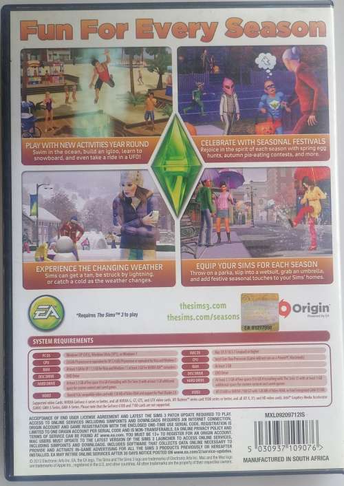 The Sims 3: Seasons expansion pack PC